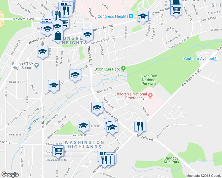 map of restaurants, bars, coffee shops, grocery stores, and more near 931 Valley Avenue Southeast in Washington