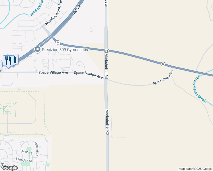 map of restaurants, bars, coffee shops, grocery stores, and more near 464 Marksheffel Road in Colorado Springs