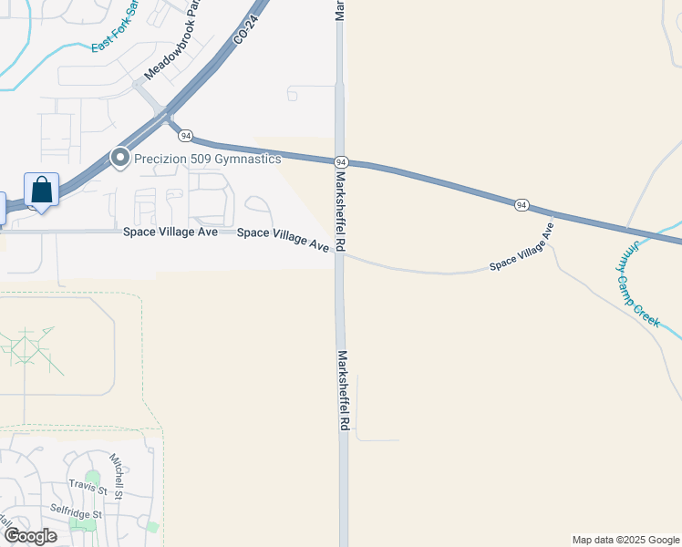 map of restaurants, bars, coffee shops, grocery stores, and more near 7794 Space Village Avenue in Colorado Springs