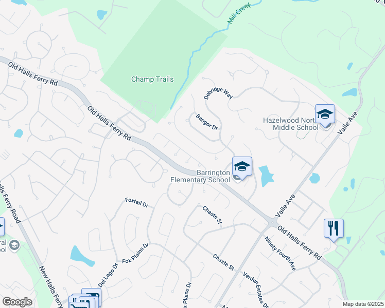 map of restaurants, bars, coffee shops, grocery stores, and more near 4356 Margaret Ridge Drive in Florissant