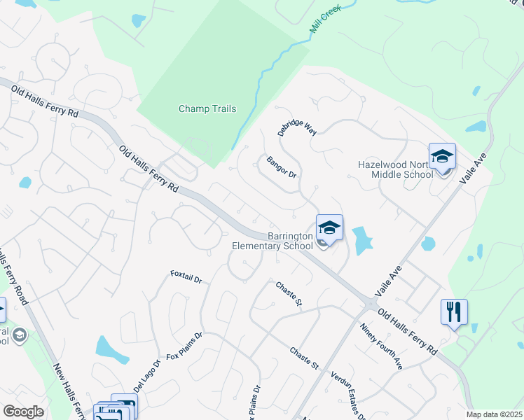 map of restaurants, bars, coffee shops, grocery stores, and more near 4356 Margaret Ridge Drive in Florissant