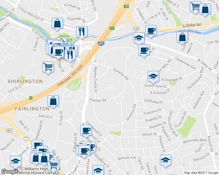 map of restaurants, bars, coffee shops, grocery stores, and more near 1507 Mount Eagle Place in Alexandria