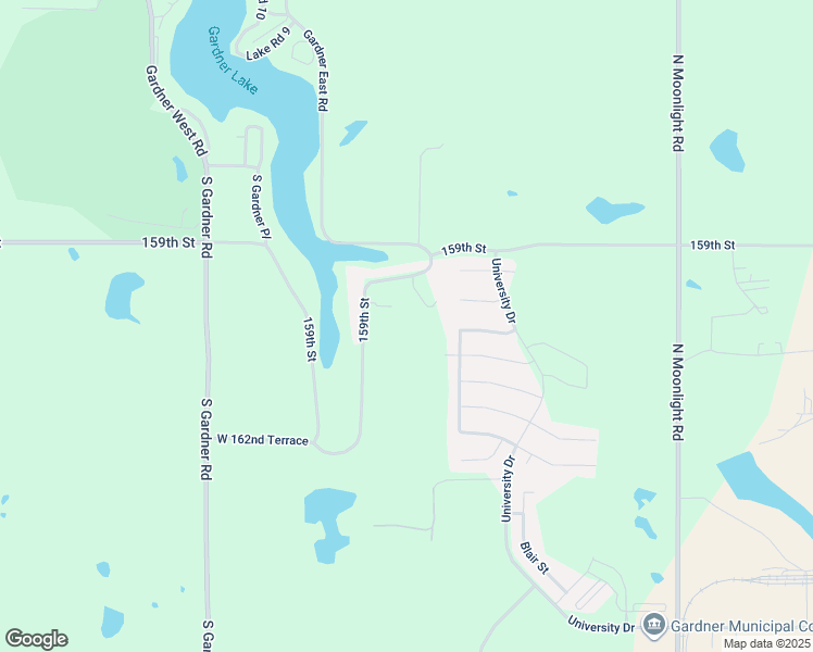 map of restaurants, bars, coffee shops, grocery stores, and more near 16035 Gardner East Road in Gardner