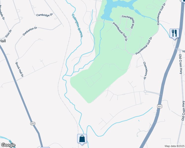 map of restaurants, bars, coffee shops, grocery stores, and more near 3829 Pentland Hills Drive in Upper Marlboro