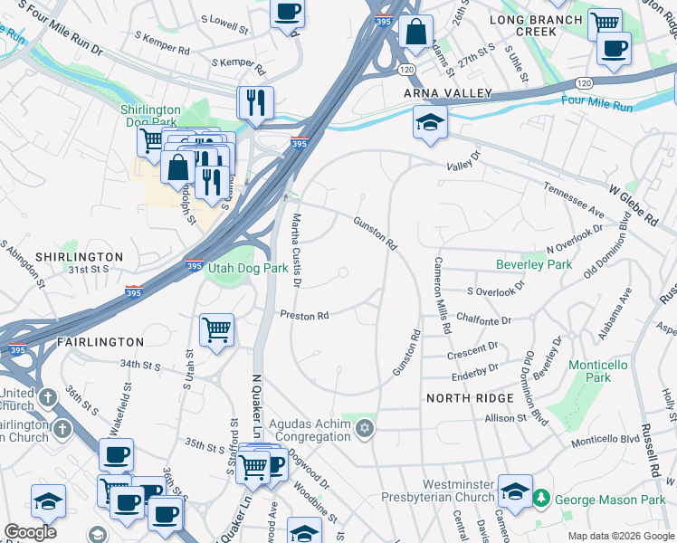 map of restaurants, bars, coffee shops, grocery stores, and more near 1527 Mount Eagle Place in Alexandria