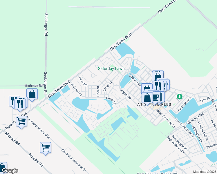 map of restaurants, bars, coffee shops, grocery stores, and more near 3290 Starkville Street in Saint Charles