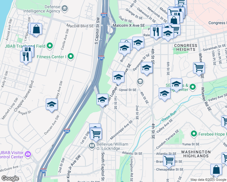 map of restaurants, bars, coffee shops, grocery stores, and more near 2774 First Street Southeast in Hurdsfield