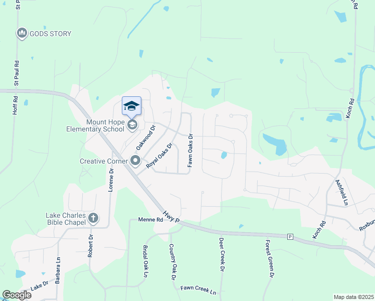 map of restaurants, bars, coffee shops, grocery stores, and more near 33 Fawn Oaks Drive in O'Fallon