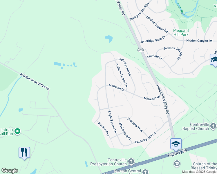 map of restaurants, bars, coffee shops, grocery stores, and more near 15482 Eagle Tavern Lane in Centreville