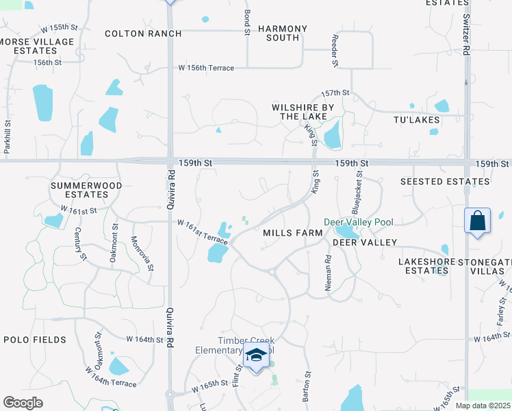 map of restaurants, bars, coffee shops, grocery stores, and more near 11511 West 159th Terrace in Olathe
