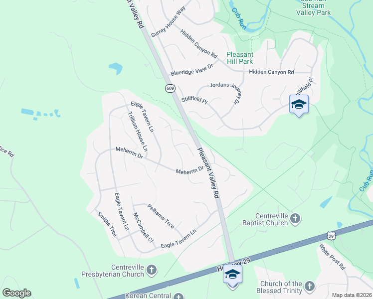 map of restaurants, bars, coffee shops, grocery stores, and more near 6410 Gristmill Square Trce in Centreville