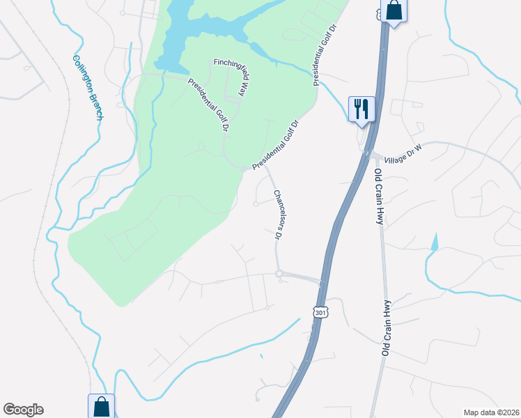 map of restaurants, bars, coffee shops, grocery stores, and more near 15701 Norus Street in Upper Marlboro