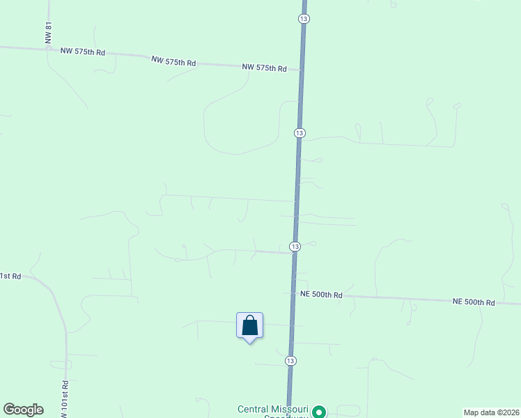 map of restaurants, bars, coffee shops, grocery stores, and more near 520 Missouri 13 in Warrensburg