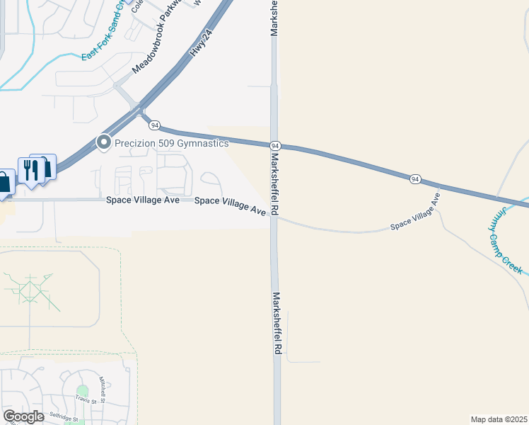 map of restaurants, bars, coffee shops, grocery stores, and more near 7794 Space Village Avenue in Colorado Springs
