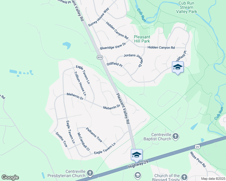map of restaurants, bars, coffee shops, grocery stores, and more near 6409 Gristmill Square Trce in Centreville