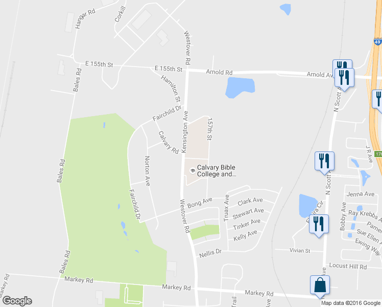 map of restaurants, bars, coffee shops, grocery stores, and more near Belton Avenue in Belton
