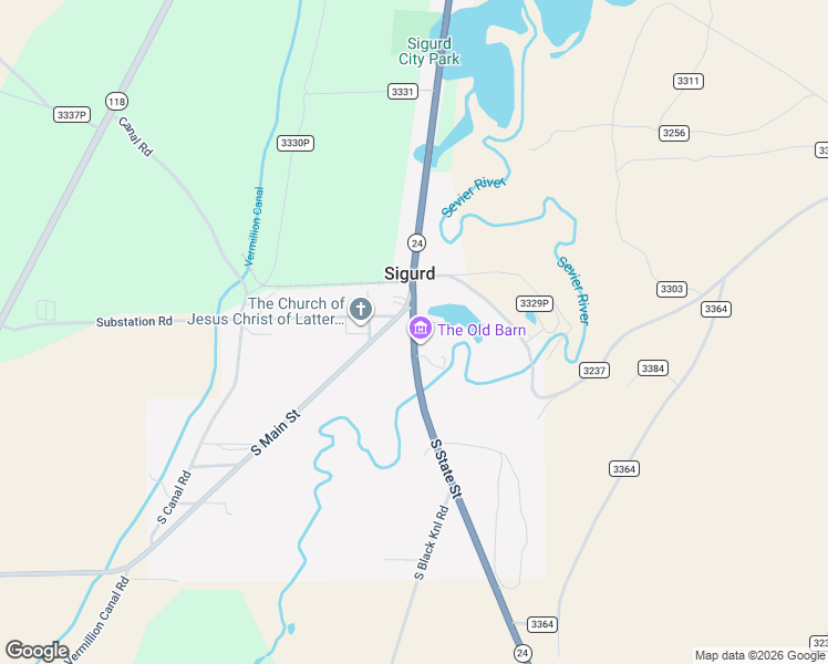 map of restaurants, bars, coffee shops, grocery stores, and more near 88 South State Street in Sigurd