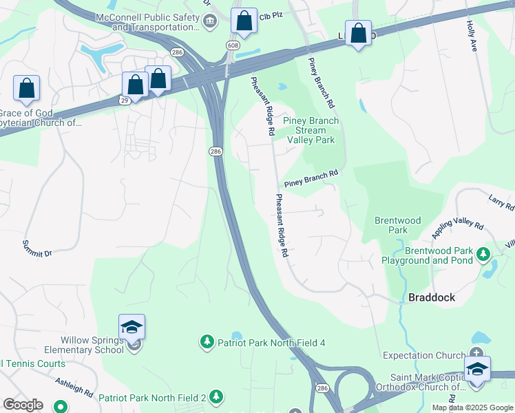 map of restaurants, bars, coffee shops, grocery stores, and more near 12300 Cannonball Road in Fairfax