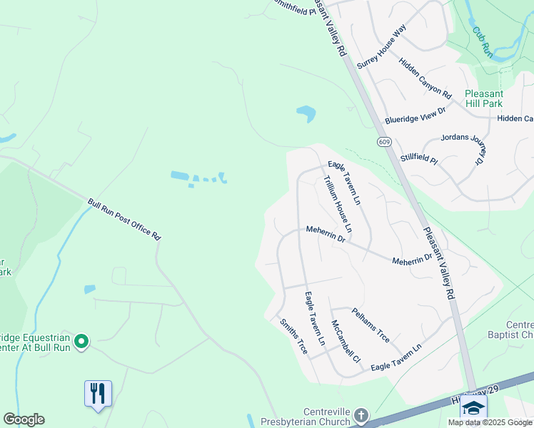 map of restaurants, bars, coffee shops, grocery stores, and more near 6500 Marston Cluster in Centreville