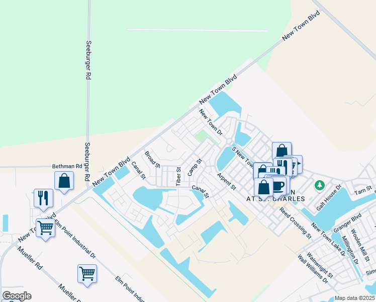map of restaurants, bars, coffee shops, grocery stores, and more near 3625 Starkville Street in Saint Charles