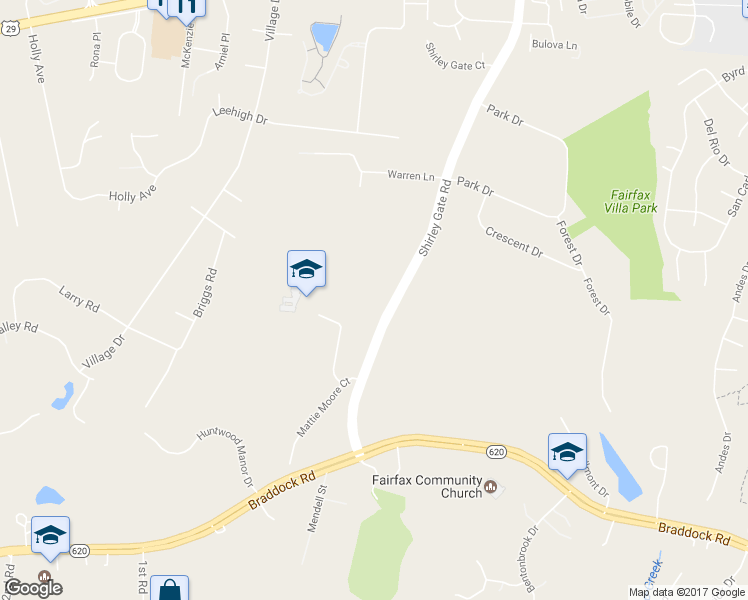 map of restaurants, bars, coffee shops, grocery stores, and more near 4714 Shirley Gate Road in Fairfax