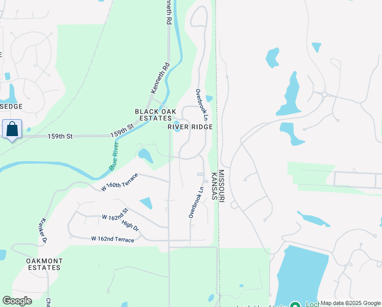 map of restaurants, bars, coffee shops, grocery stores, and more near 15916 Overbrook Lane in Overland Park