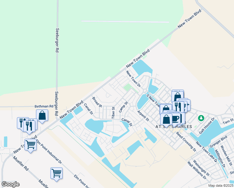 map of restaurants, bars, coffee shops, grocery stores, and more near 3625 Starkville Street in Saint Charles