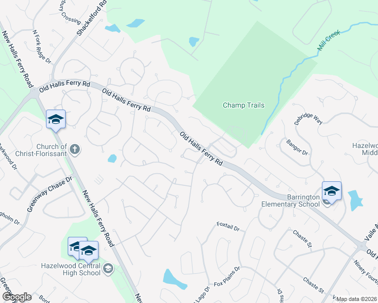 map of restaurants, bars, coffee shops, grocery stores, and more near 1064 Saratoga Springs Court in Florissant