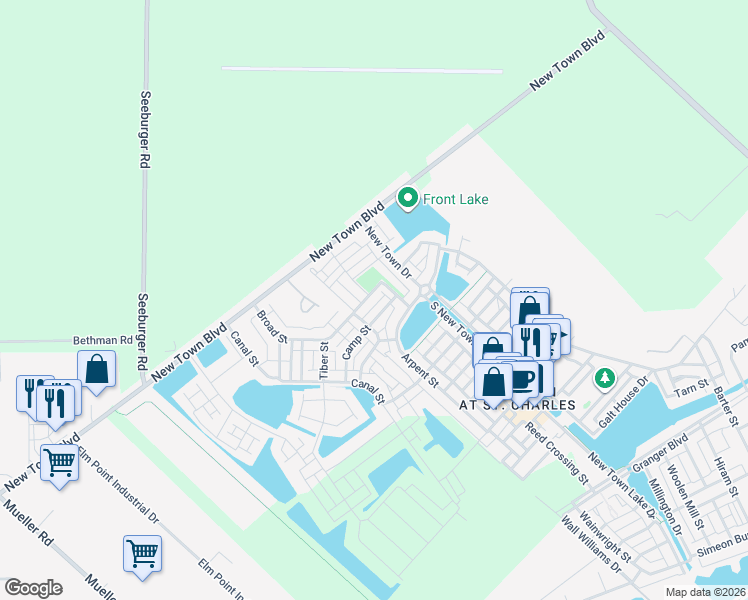map of restaurants, bars, coffee shops, grocery stores, and more near 4041 Broad Street in Saint Charles