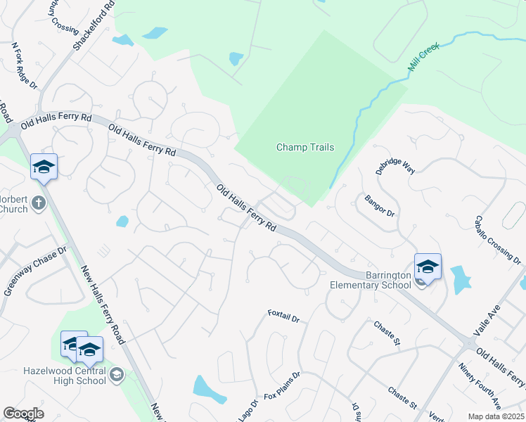 map of restaurants, bars, coffee shops, grocery stores, and more near 16001 Rose Wreath Lane in Florissant
