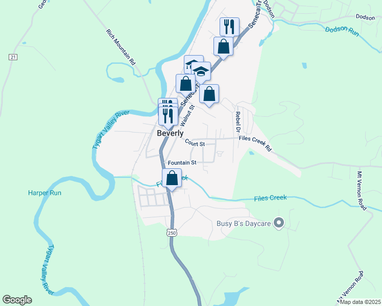map of restaurants, bars, coffee shops, grocery stores, and more near Thomas St in Beverly
