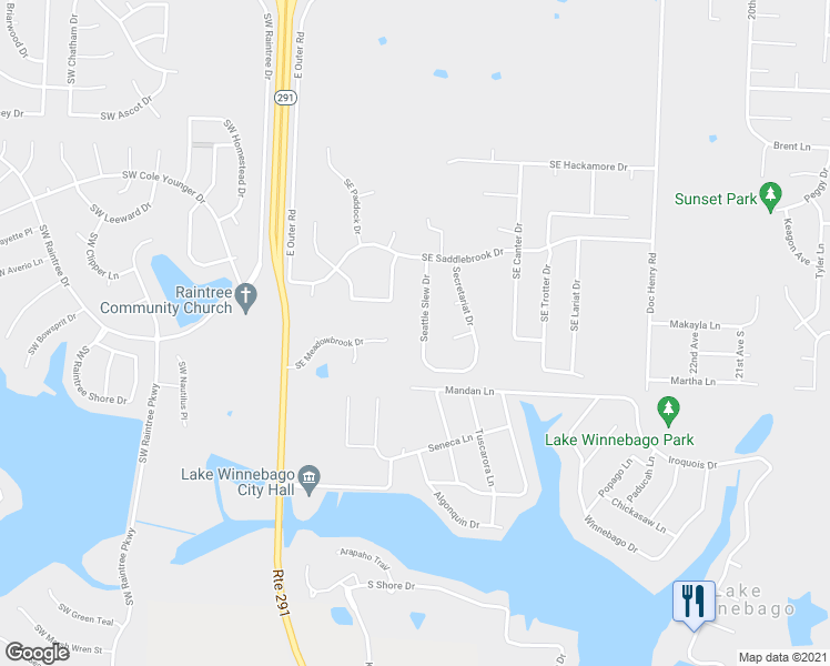 map of restaurants, bars, coffee shops, grocery stores, and more near 4328 Southeast Seattle Slew Drive in Lee's Summit
