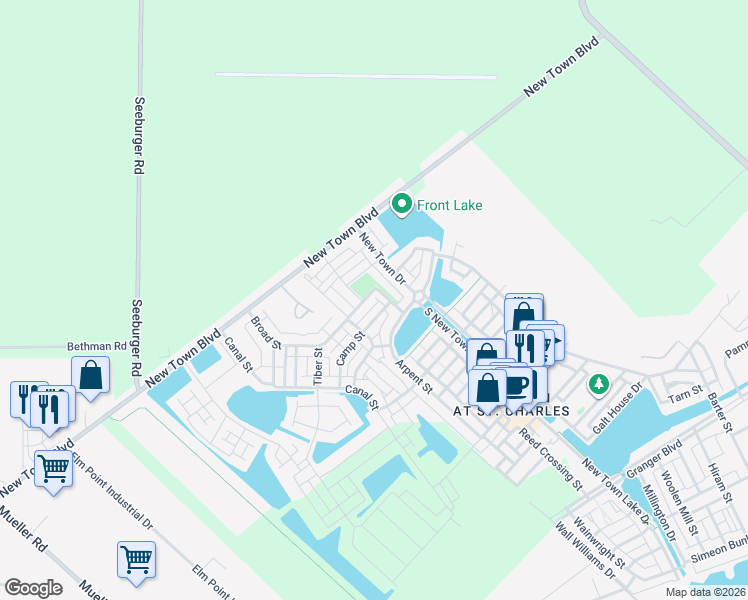map of restaurants, bars, coffee shops, grocery stores, and more near 4041 Broad Street in Saint Charles