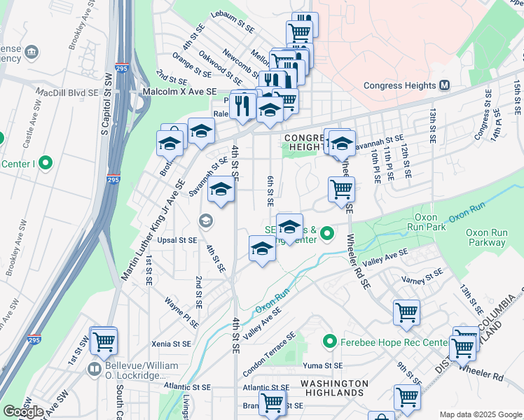 map of restaurants, bars, coffee shops, grocery stores, and more near 101 Independence Avenue Southeast in Washington
