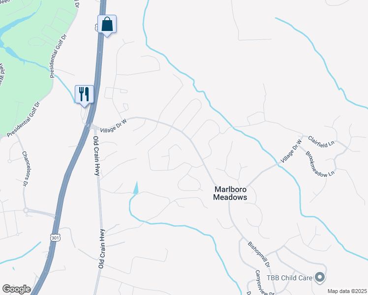 map of restaurants, bars, coffee shops, grocery stores, and more near 3703 Halloway Place in Upper Marlboro