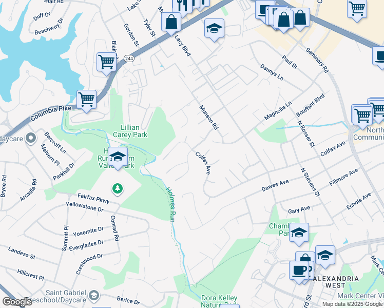 map of restaurants, bars, coffee shops, grocery stores, and more near 5901 Reservoir Heights Avenue in Alexandria