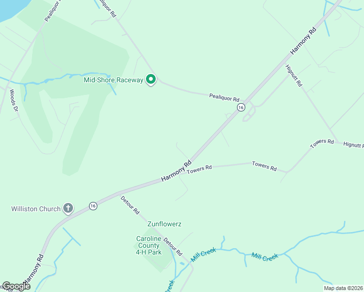 map of restaurants, bars, coffee shops, grocery stores, and more near 8416 Harmony Road in Denton