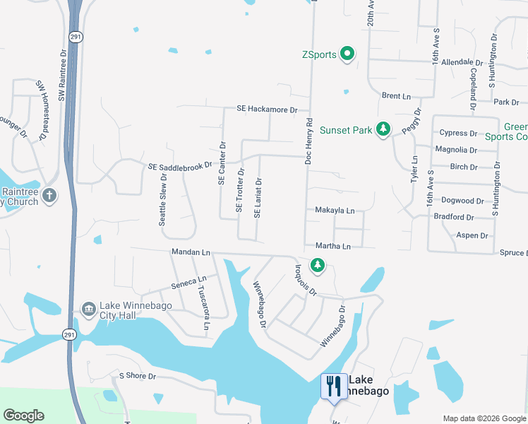 map of restaurants, bars, coffee shops, grocery stores, and more near 4337 Southeast Lariat Drive in Lee's Summit