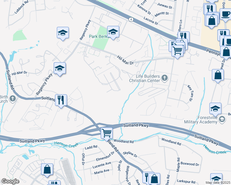map of restaurants, bars, coffee shops, grocery stores, and more near 3707 Community Drive in District Heights