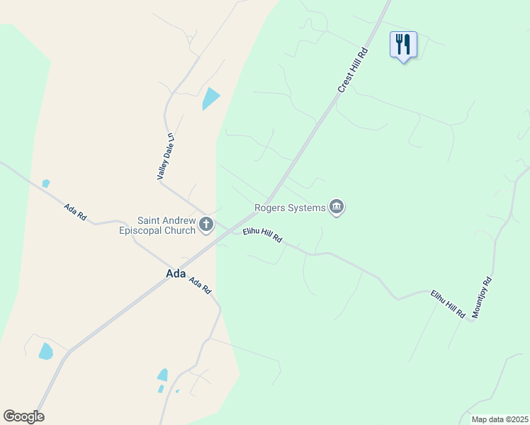 map of restaurants, bars, coffee shops, grocery stores, and more near 9765 Crest Hill Road in Marshall
