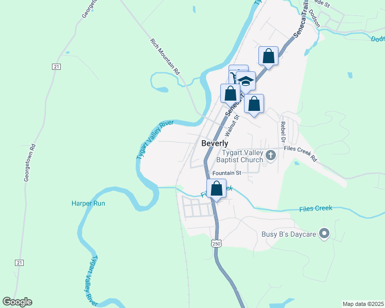 map of restaurants, bars, coffee shops, grocery stores, and more near Railroad Street in Beverly