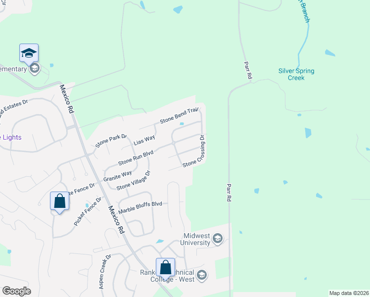 map of restaurants, bars, coffee shops, grocery stores, and more near 802 Wenstone Park Drive in Wentzville