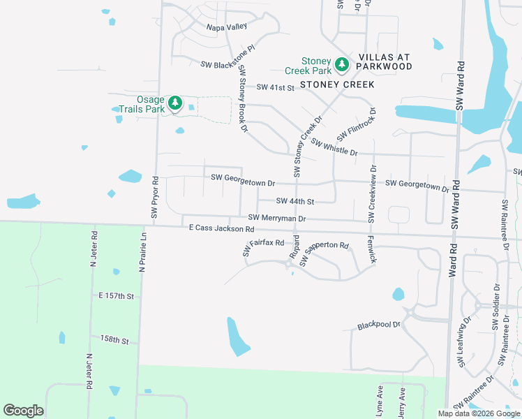map of restaurants, bars, coffee shops, grocery stores, and more near 1533 Southwest Merryman Drive in Lee's Summit