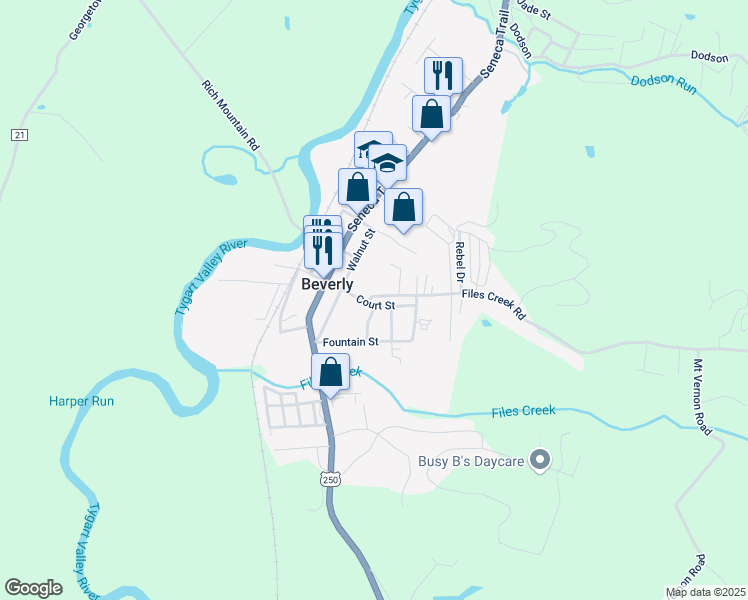 map of restaurants, bars, coffee shops, grocery stores, and more near Thomas St in Beverly