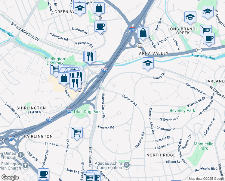 map of restaurants, bars, coffee shops, grocery stores, and more near 3702 Lyons Lane in Alexandria