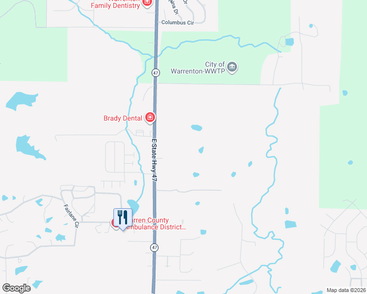 map of restaurants, bars, coffee shops, grocery stores, and more near 2226 State Highway 47 in Warrenton