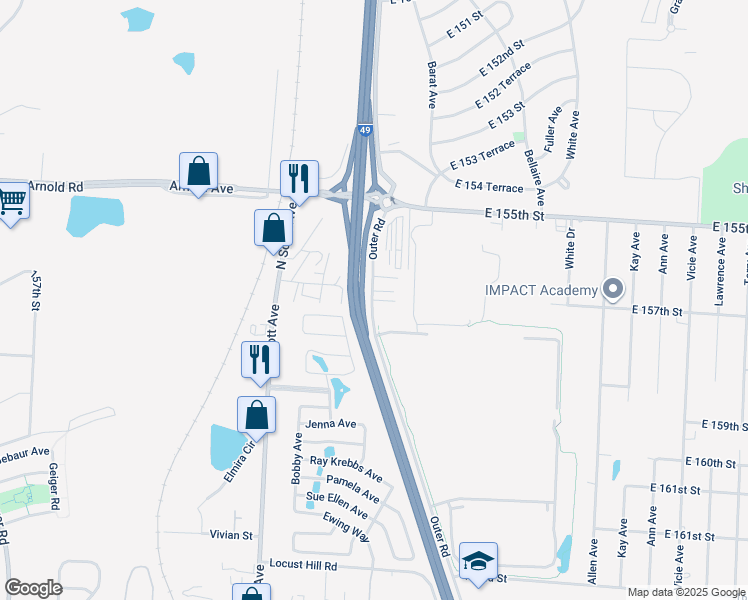 map of restaurants, bars, coffee shops, grocery stores, and more near 305 Hill Street in Belton