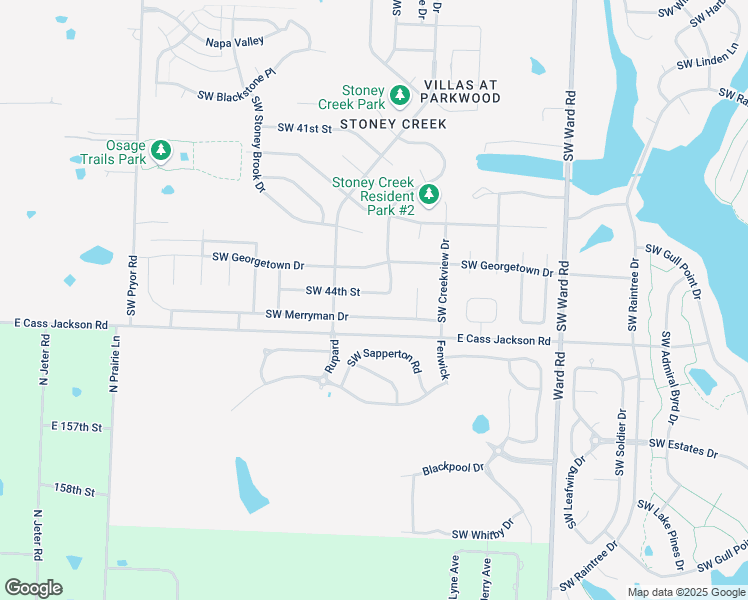 map of restaurants, bars, coffee shops, grocery stores, and more near 1401 Southwest Merryman Drive in Lee's Summit