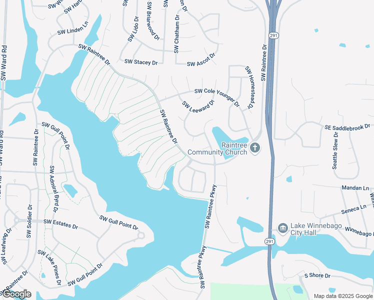 map of restaurants, bars, coffee shops, grocery stores, and more near 216 East Raintree Drive in Lee's Summit