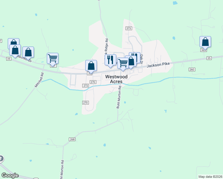 map of restaurants, bars, coffee shops, grocery stores, and more near 81 Westwood Drive in Gallipolis
